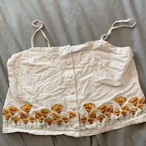 🌼Poppy Embroidered White Crop Tank🌼